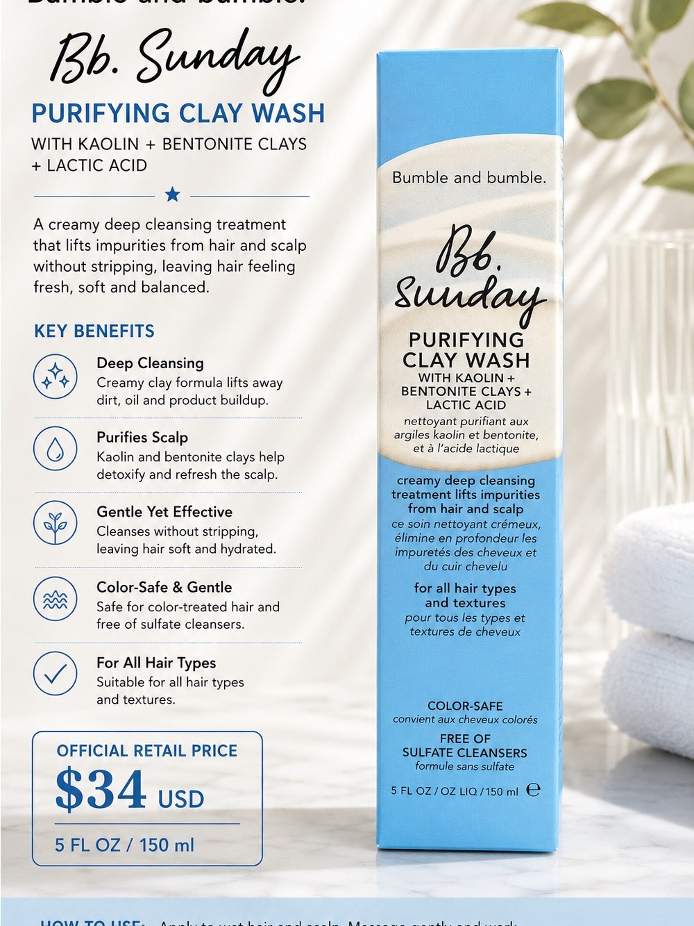 Bumble and bumble. Bb. Sunday Purifying Clay Wash — 150 ml / 5 FL OZ